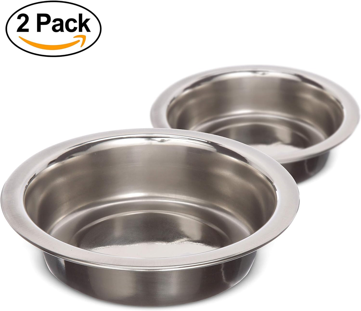 Set of 2 Stainless Steel Cat Bowls (1 Cup / 8 Oz.) - Neater Feeder Replacement Dishes for Food and Water, Whisker-Friendly, Dishwasher Safe