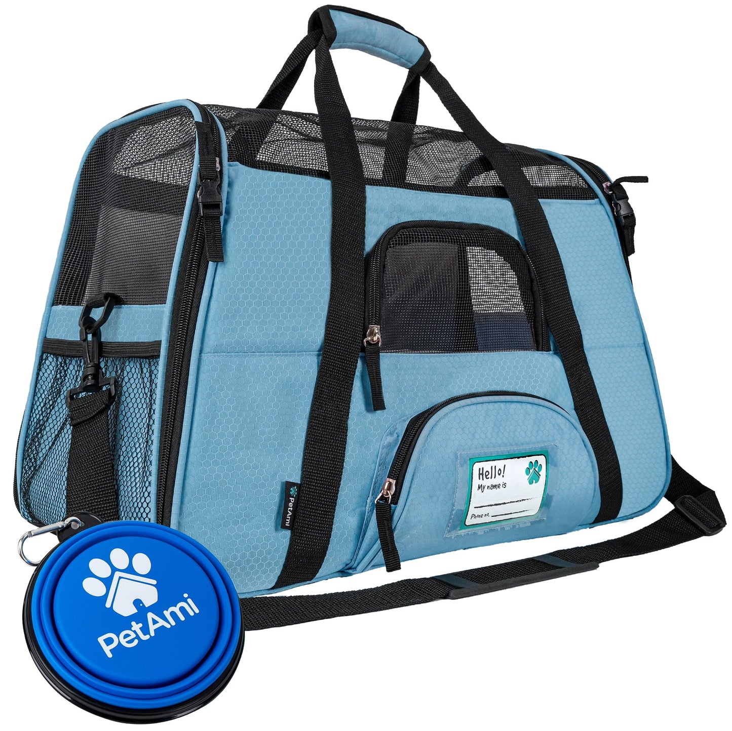 Airline-Approved Soft-Sided Pet Carrier for Cats and Small Dogs - Ventilated Travel Bag for Medium to Large Kittens and Puppies in Large Blue