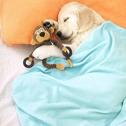 Plush Squeaky Puppy Chew Toys for Teething and Training - Interactive Small Dog Toys Featuring Cute Monkey Design