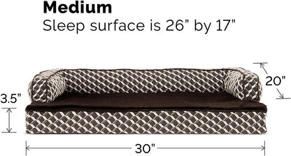 Orthopedic Dog Bed for Medium and Small Breeds with Removable Bolsters and Washable Cover, Suitable for Dogs up to 35 lbs - Plush Couch Sofa Design in Diamond Brown, Medium Size