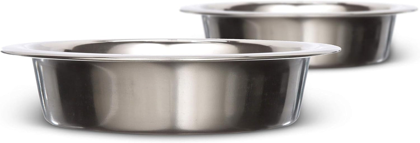 Set of 2 Stainless Steel Cat Bowls (1 Cup / 8 Oz.) - Neater Feeder Replacement Dishes for Food and Water, Whisker-Friendly, Dishwasher Safe