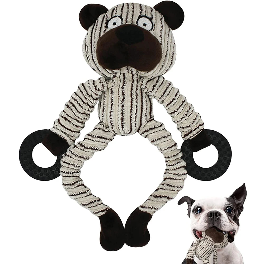 Plush Squeaky Puppy Chew Toys for Teething and Training - Interactive Small Dog Toys Featuring Cute Monkey Design