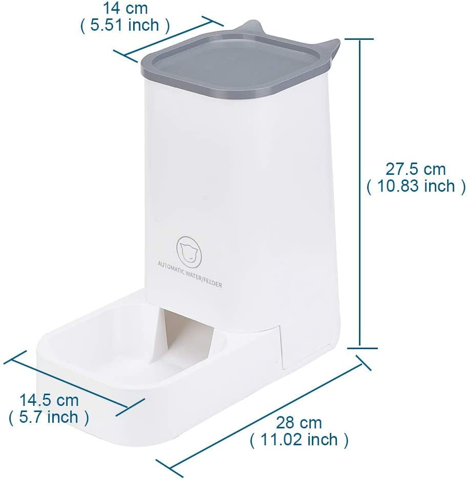 Automatic Pet Feeder and Water Dispenser Set, 1-Gallon Capacity for Water and 2.1Kg Capacity for Food, Self-Dispensing, Durable Polypropylene Design for Cats and Dogs