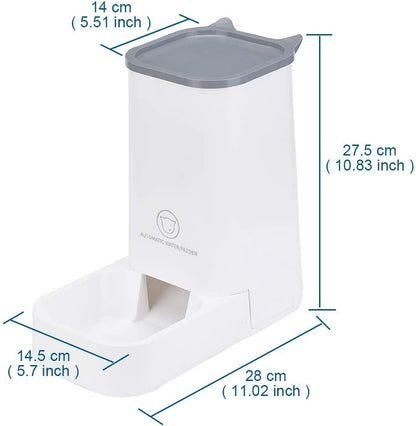 Automatic Pet Feeder and Water Dispenser Set, 1-Gallon Capacity for Water and 2.1Kg Capacity for Food, Self-Dispensing, Durable Polypropylene Design for Cats and Dogs