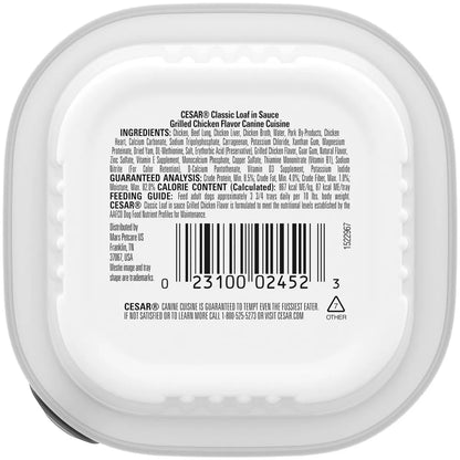Cesar Classic Loaf in Sauce Grilled Chicken and Gravy Flavor Wet Dog Food for Small Breeds - 3.5 Oz