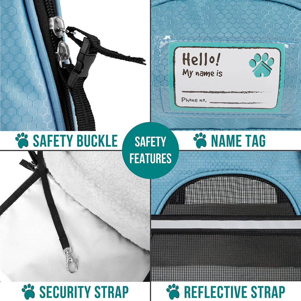 Airline-Approved Soft-Sided Pet Carrier for Cats and Small Dogs - Ventilated Travel Bag for Medium to Large Kittens and Puppies in Large Blue