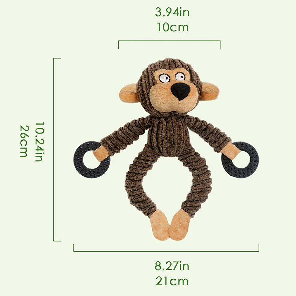 Plush Squeaky Puppy Chew Toys for Teething and Training - Interactive Small Dog Toys Featuring Cute Monkey Design