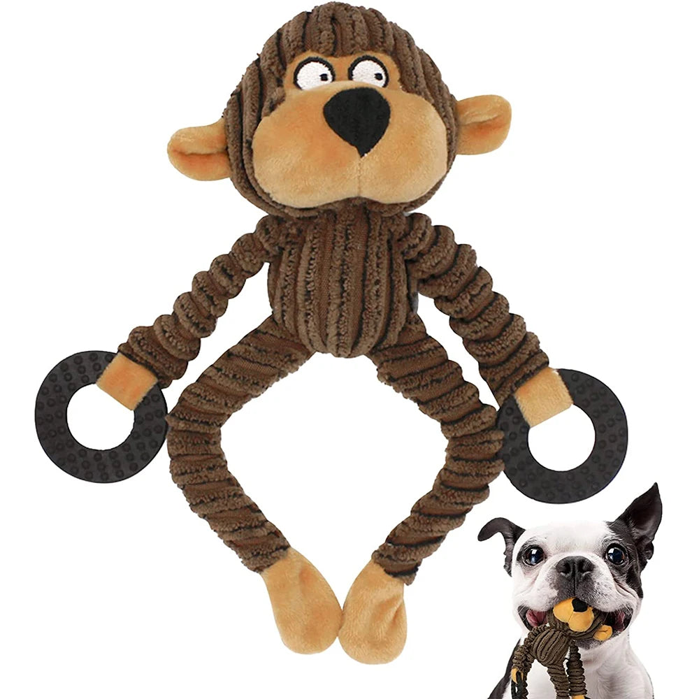 Plush Squeaky Puppy Chew Toys for Teething and Training - Interactive Small Dog Toys Featuring Cute Monkey Design