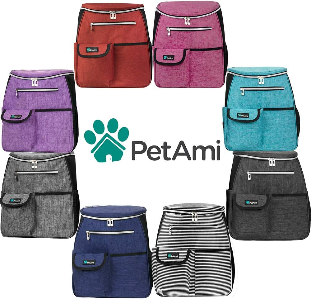 Professional Dog Travel Backpack, 27L Airline-Approved Pet Organizer with Dual Food Containers, Collapsible Bowls, and Poop Bag Dispenser - Ideal for Weekend Road Trips and Camping, Purple