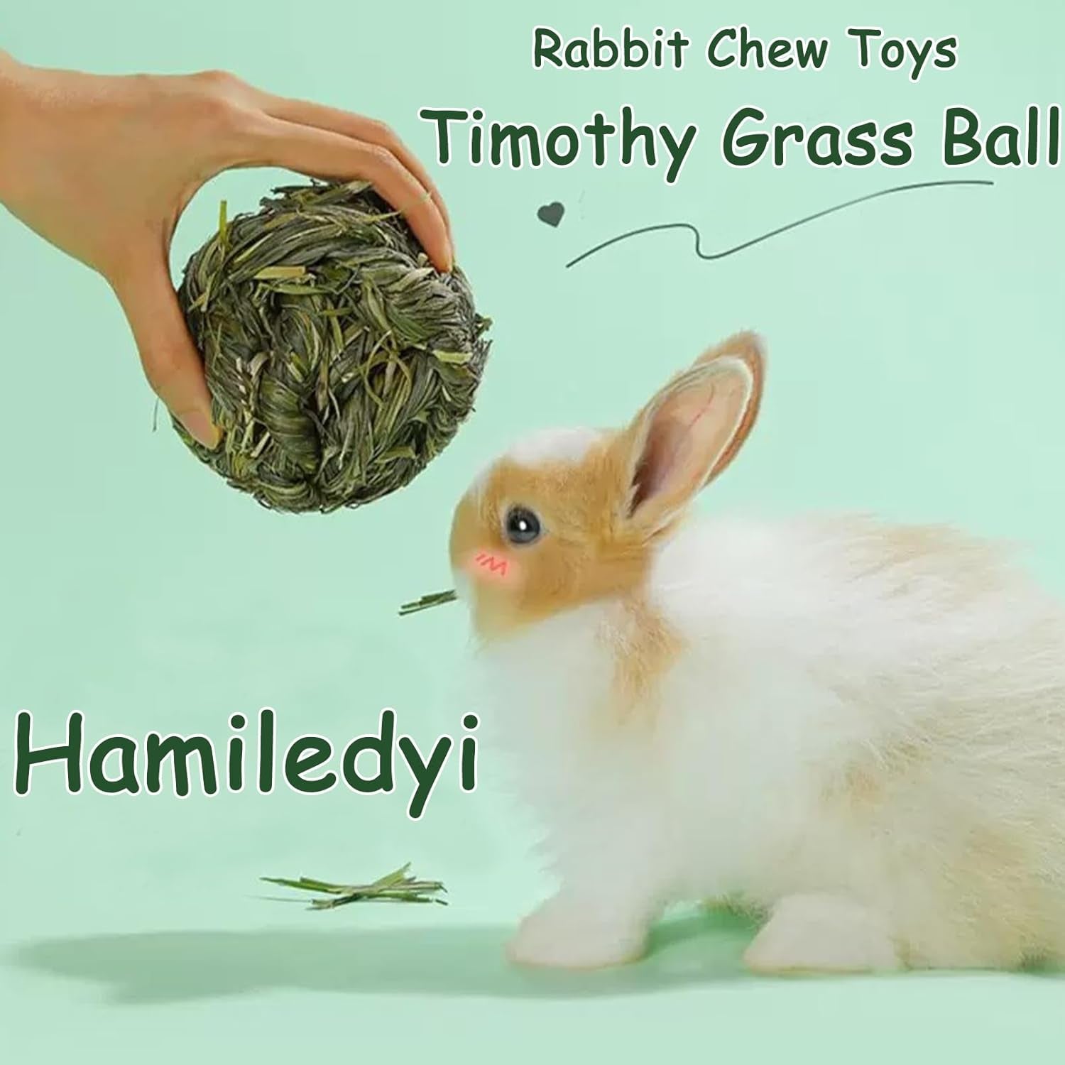 Timothy Grass Chew Ball for Small Animals - Engaging Activity and Dental Care Toy for Rabbits, Hamsters, Guinea Pigs, and Gerbils