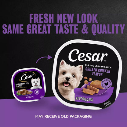 Cesar Classic Loaf in Sauce Grilled Chicken and Gravy Flavor Wet Dog Food for Small Breeds - 3.5 Oz