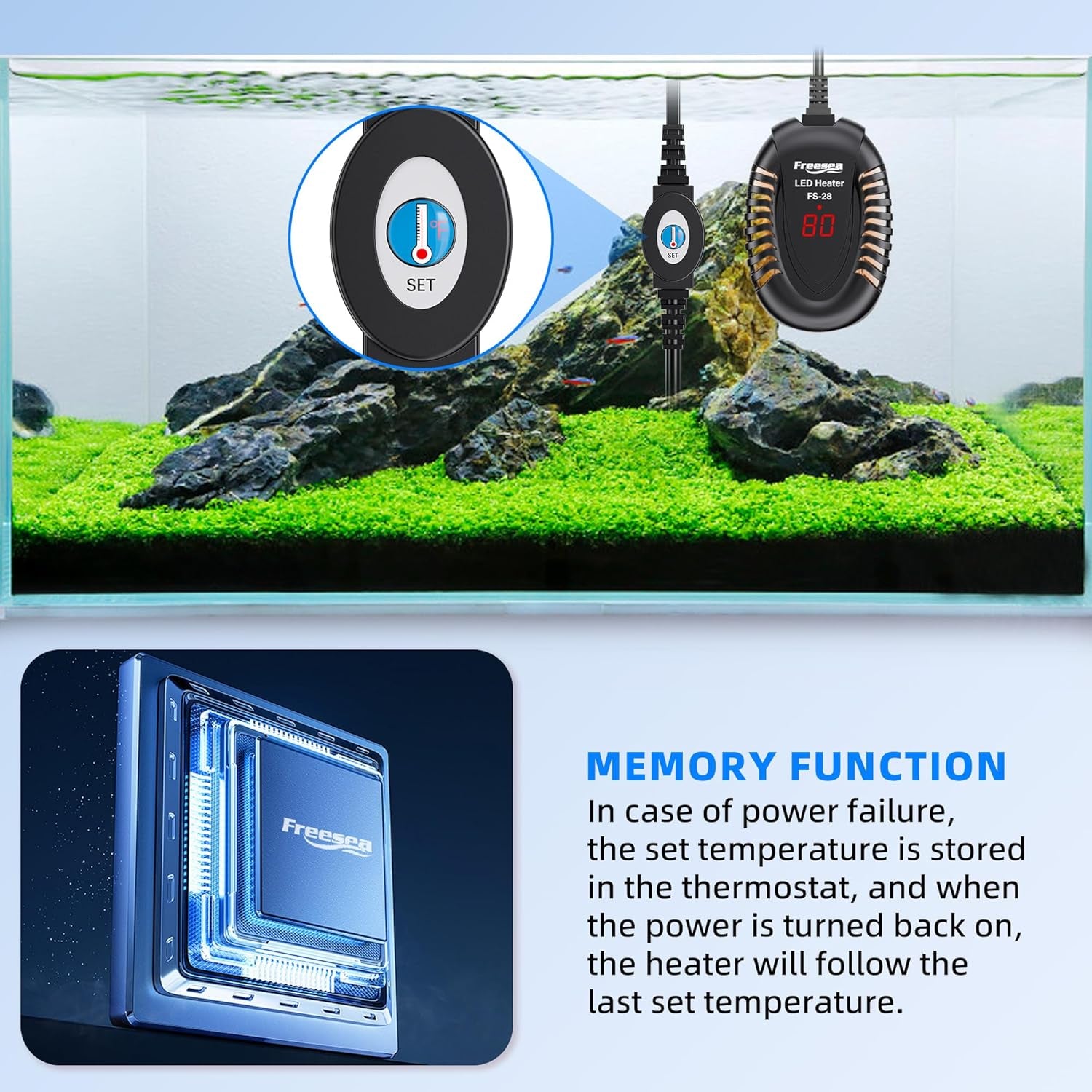 Aquarium Fish Tank Heater: 75W Small Submersible Turtle Heater with Adjustable Temperature External Controller for Betta | Saltwater | Freshwater | 5-15 Gallon