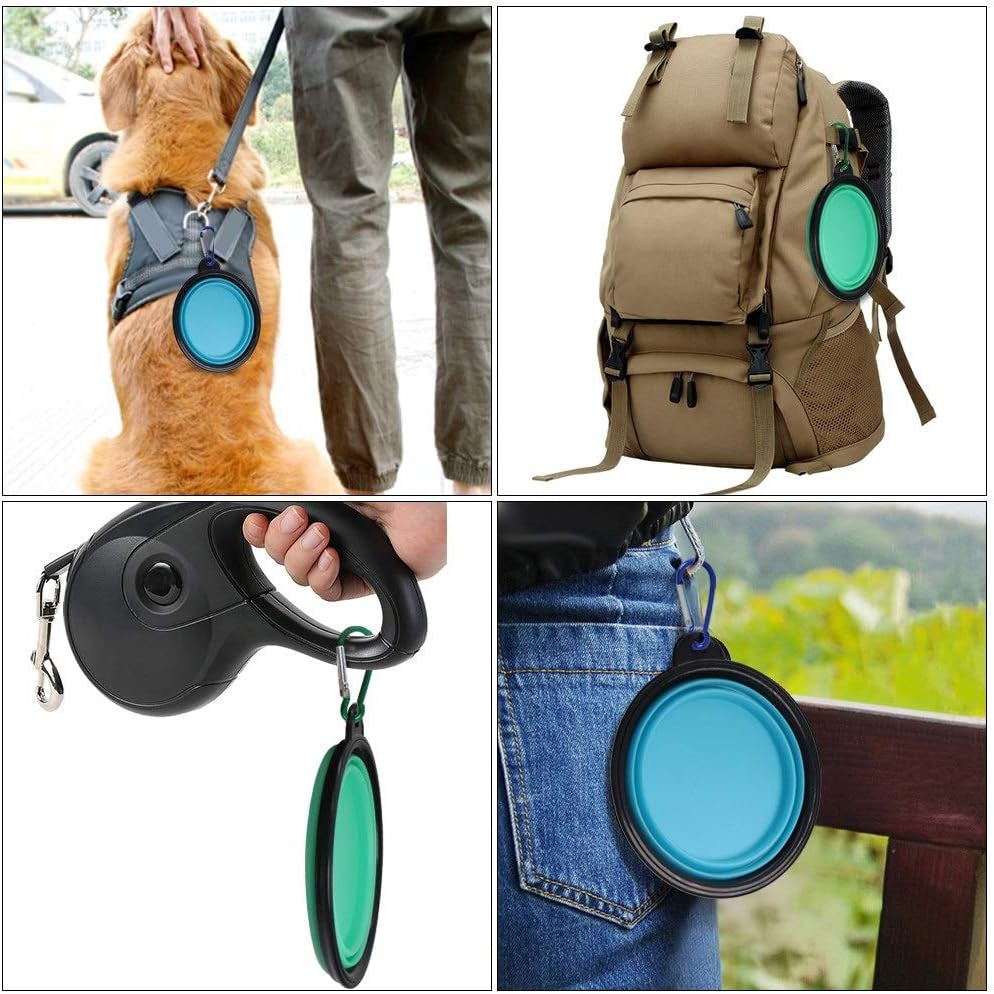 Collapsible Silicone Pet Bowls - 2 Pack, Portable and Expandable Dog/Cat Feeders for Food and Water, Ideal for Travel and Camping (Light Blue & Light Green)