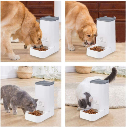 Automatic Pet Feeder and Water Dispenser Set, 1-Gallon Capacity for Water and 2.1Kg Capacity for Food, Self-Dispensing, Durable Polypropylene Design for Cats and Dogs
