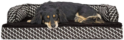 Orthopedic Dog Bed for Medium and Small Breeds with Removable Bolsters and Washable Cover, Suitable for Dogs up to 35 lbs - Plush Couch Sofa Design in Diamond Brown, Medium Size