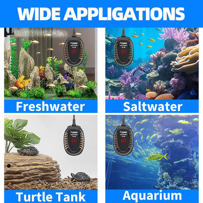 Aquarium Fish Tank Heater: 75W Small Submersible Turtle Heater with Adjustable Temperature External Controller for Betta | Saltwater | Freshwater | 5-15 Gallon