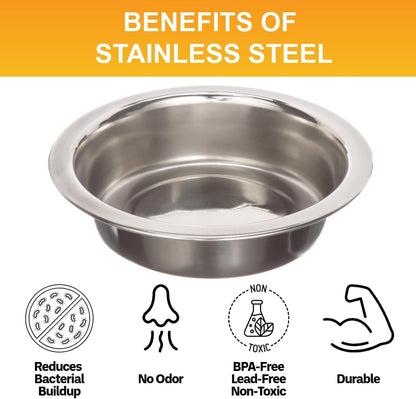 Set of 2 Stainless Steel Cat Bowls (1 Cup / 8 Oz.) - Neater Feeder Replacement Dishes for Food and Water, Whisker-Friendly, Dishwasher Safe