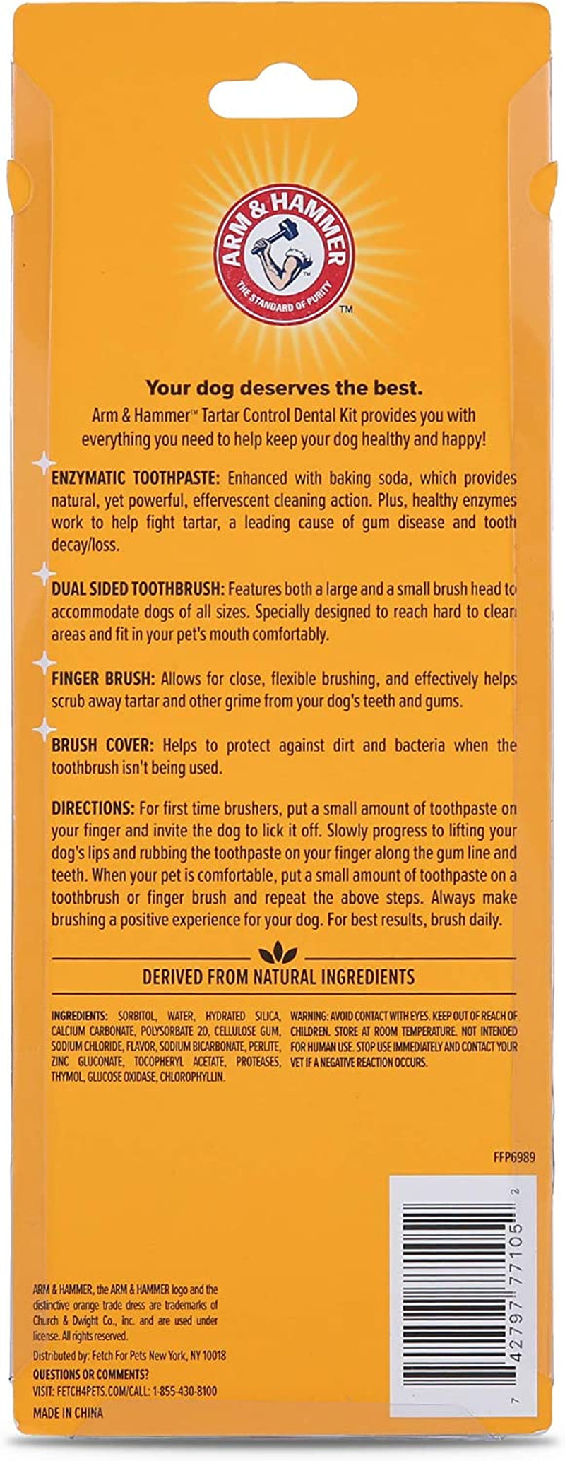 Professional Pet Dental Care Kit for Tartar Control - Banana Mint Toothpaste with Baking Soda, Double-Sided Toothbrush, and Finger Brush - 2.5 oz, 3-Piece Set