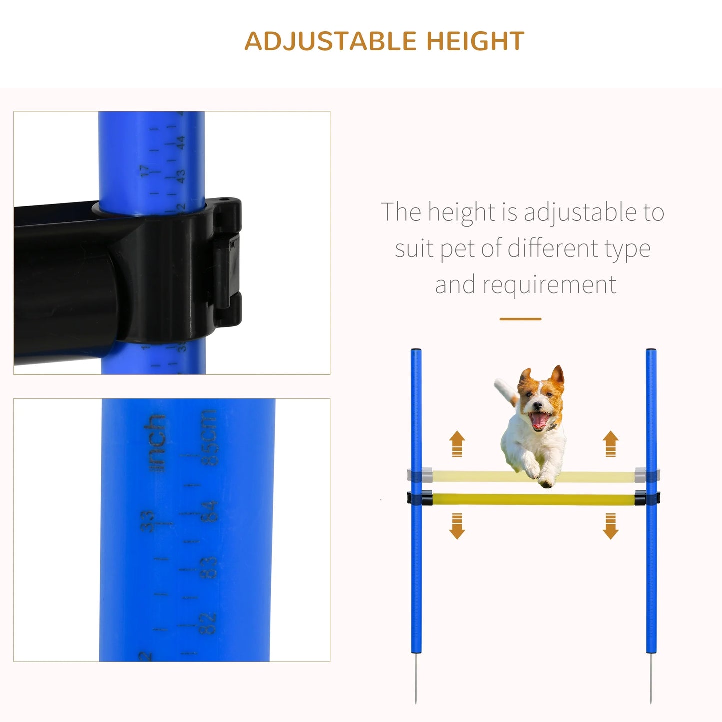 4-Piece Dog Agility Training Course Kit for Backyard Competitions - Blue and Yellow