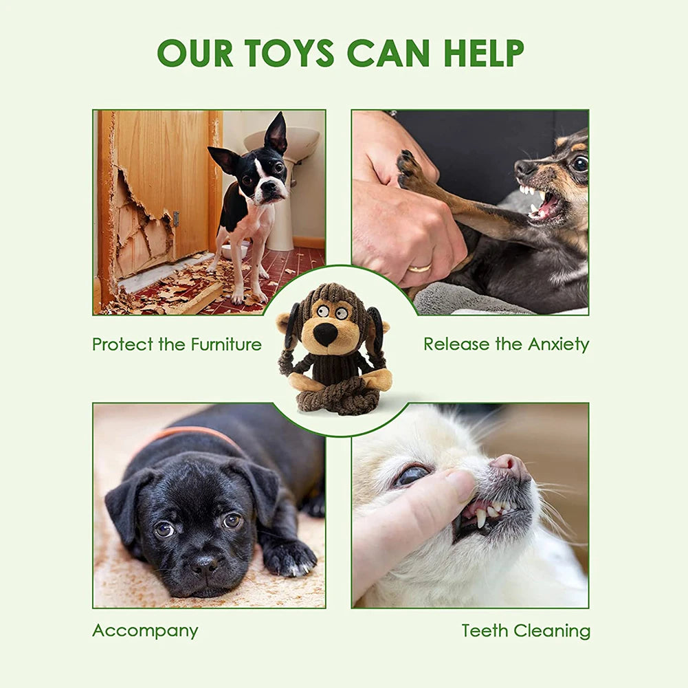 Plush Squeaky Puppy Chew Toys for Teething and Training - Interactive Small Dog Toys Featuring Cute Monkey Design