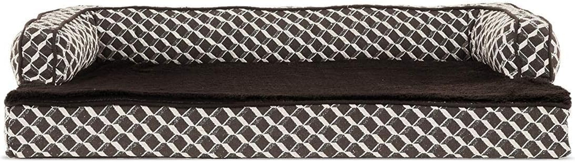 Orthopedic Dog Bed for Medium and Small Breeds with Removable Bolsters and Washable Cover, Suitable for Dogs up to 35 lbs - Plush Couch Sofa Design in Diamond Brown, Medium Size