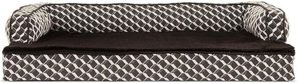 Orthopedic Dog Bed for Medium and Small Breeds with Removable Bolsters and Washable Cover, Suitable for Dogs up to 35 lbs - Plush Couch Sofa Design in Diamond Brown, Medium Size