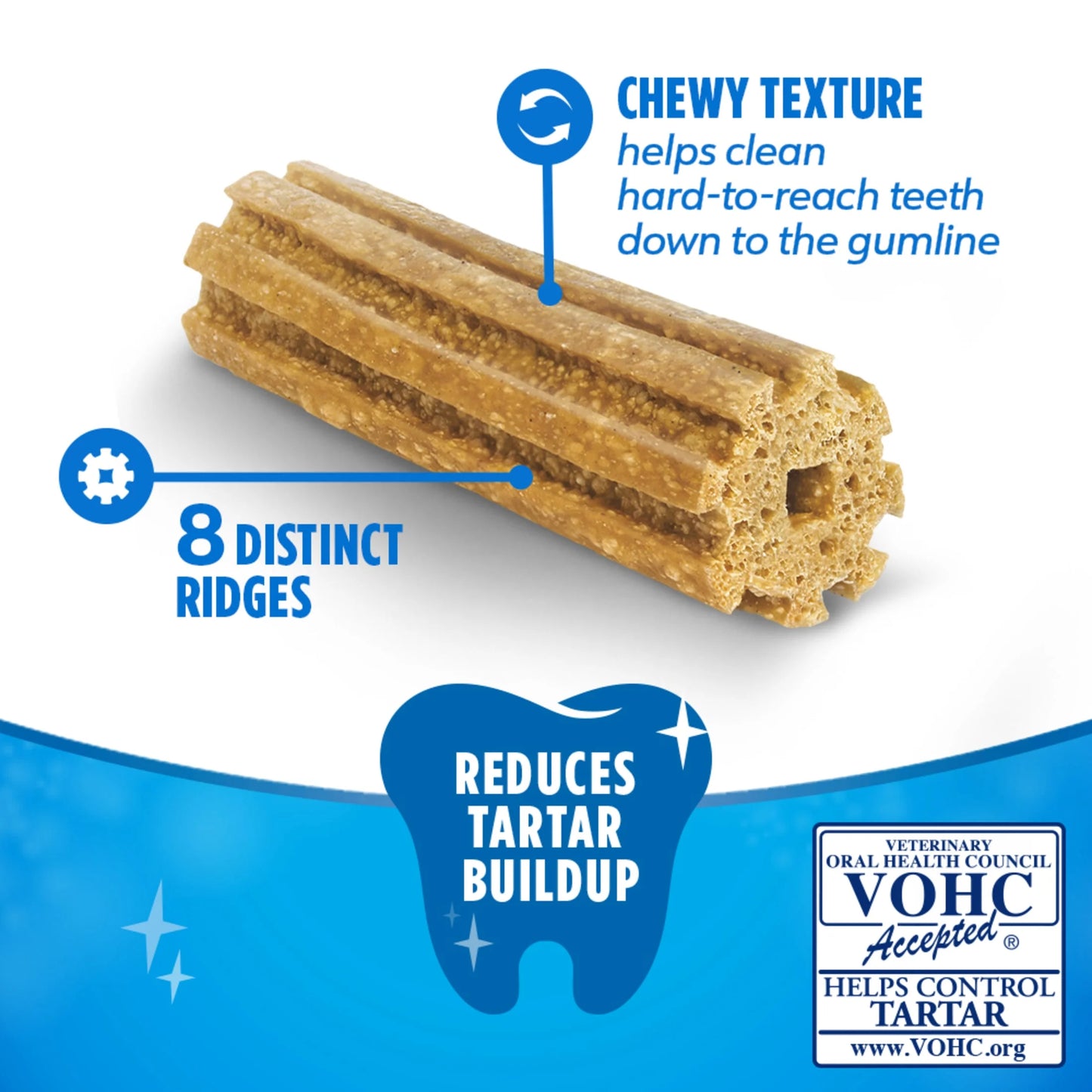 Purina Daily Oral Care Dental Treats for Large Dogs with Chicken, 20.7 oz Pouch (18 Count)