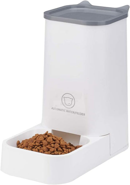 Automatic Pet Feeder and Water Dispenser Set, 1-Gallon Capacity for Water and 2.1Kg Capacity for Food, Self-Dispensing, Durable Polypropylene Design for Cats and Dogs