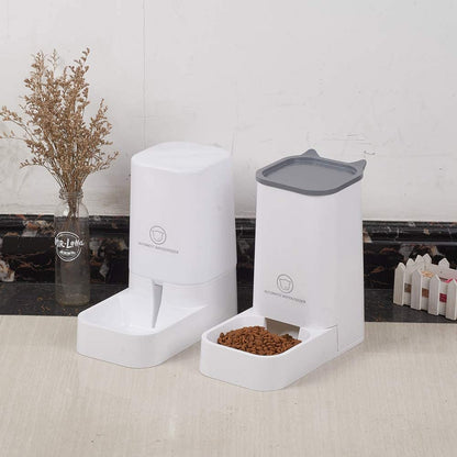 Automatic Pet Feeder and Water Dispenser Set, 1-Gallon Capacity for Water and 2.1Kg Capacity for Food, Self-Dispensing, Durable Polypropylene Design for Cats and Dogs