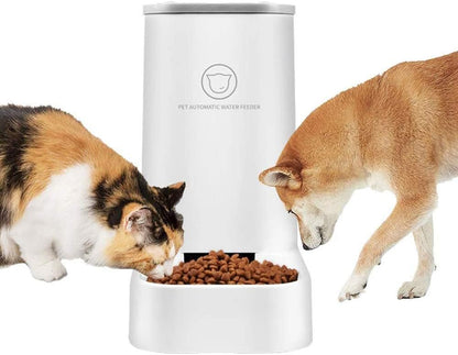 Automatic Pet Feeder and Water Dispenser Set, 1-Gallon Capacity for Water and 2.1Kg Capacity for Food, Self-Dispensing, Durable Polypropylene Design for Cats and Dogs