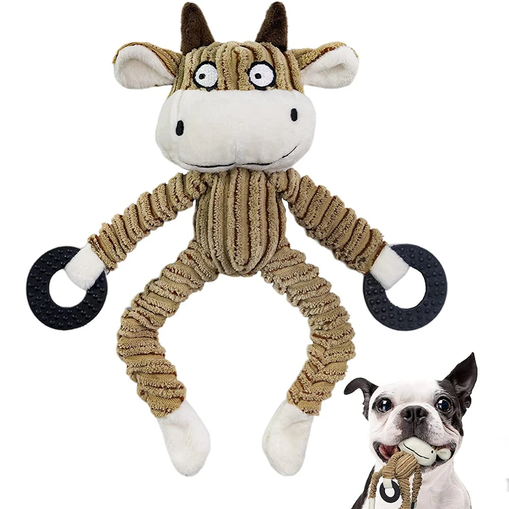 Plush Squeaky Puppy Chew Toys for Teething and Training - Interactive Small Dog Toys Featuring Cute Monkey Design
