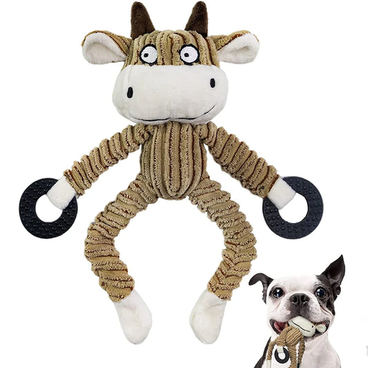 Plush Squeaky Puppy Chew Toys for Teething and Training - Interactive Small Dog Toys Featuring Cute Monkey Design