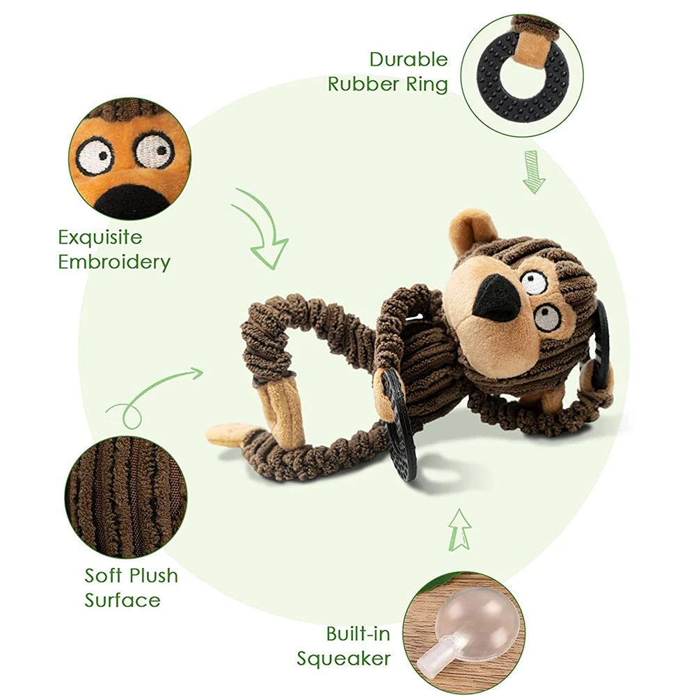 Plush Squeaky Puppy Chew Toys for Teething and Training - Interactive Small Dog Toys Featuring Cute Monkey Design
