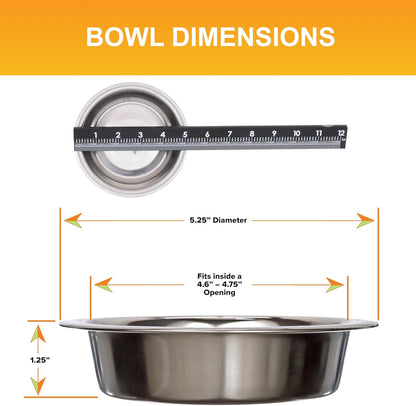 Set of 2 Stainless Steel Cat Bowls (1 Cup / 8 Oz.) - Neater Feeder Replacement Dishes for Food and Water, Whisker-Friendly, Dishwasher Safe