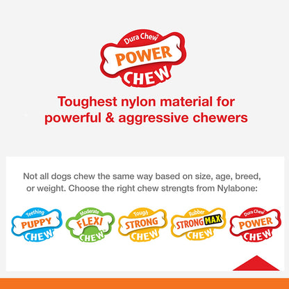 X-Large Double Bone Power Chew Toy for Aggressive Chewers, Bacon Flavor, Suitable for Dogs Over 50 lbs, Single Count